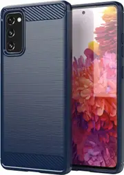 For Samsung Galaxy S20 Ultra 5G Case Brushed Carbon Fiber Texture Style Ultra-Thin TPU Soft Rubber Anti-Drop Protective Cover-Navy Blue