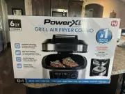 POWER XL Grill Air Fryer Combo Plus 6 QT 12 In 1 Stainless Steel Nonstick - NIB