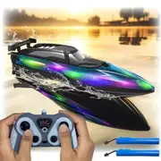 Remote Speed Boat LED Lights Control RC Water Play Toy Pool Lake Adventure 2.4GHz Outdoor Play Entertainment Kids Ages 8+