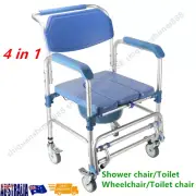 Shower Chair With Wheels Disabled Bedside Commode Wheelchair Toilet Chair 200KG