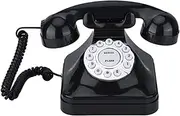 POENVFPO Vintage Black Retro Landline Phone with Multi-Function for Home Decoration Traditional Bell Ring Skid Proof Pedestal, Suitable for Home Office