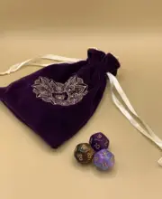 3 Pc Purple Tarot Divination Dice & 7x5 Purple Velvet Bag