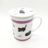 在飛比找蝦皮購物優惠-日本仕女貓咪 附陶瓷濾茶網、杯蓋馬克杯