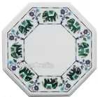 Malachite Stone Inlay Work Coffee Table Top White Marble Bed Side Table for Home