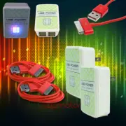 2X 4 USB PORT HUB WALL ADAPTER+3FT 30PIN CABLE POWER CHARGER SYNC RED GALAXY TAB