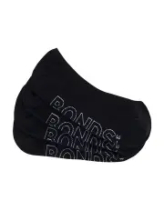 [Bonds] Womens Logo Lightweight Liner Socks 4 Pack in Black