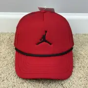 Jordan Jumpman Hat Kids Youth Logo Rope Accent Red Mesh Back Foam Trucker Cap
