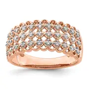 0.33ct. CZ Solid Real 14K Rose Gold Complete Pave Wedding Wedding Band Ring