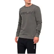 Replay Mens Crew Fleece weater Brushed Logo Green