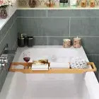 Bathroom Bamboo Bath Caddy Wine Glass Holder Table Tray Over Bathtub Rack Shelf