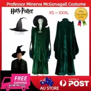 Professor Minerva McGonagall Cosplay Costume Harry Potter Witch Hat Halloween