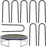U Stakes for Ground | Chain Link Fence Nails - Set of 8 High Wind Heavy Duty U Shaped Trampoline Ground Stakes for Camping Tents, Soccer Net