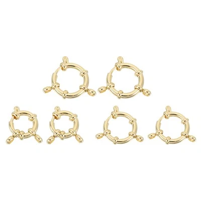 Spring Clasp, 6Pcs 12/16/18mm Spring Ring Clasp for Jewelry Making, Gold