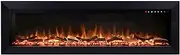 Modaliving Herman Series 60" Built-in Recessed Electric Fireplace Heater, Multi-Colour Flame, Curved Trim, Thermostat, Remote & Smartphone App Control