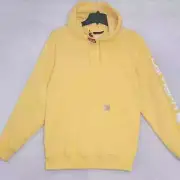 Carhartt HOODIE Mens SMALL S YELLOW Sweatshirt LOOSE FIT LOGO Pullover Retro NWT
