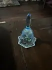 Fenton Blue And White Crested Handpainted Glass Bell Thomas Fenton