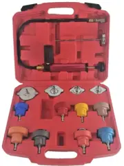 14PC Aluminum Cap Auto Leakage Cooling System & Radiator Cap Pressure Tester Kit
