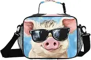 Insulated Lunch Box Pig Sunglasses Cute for Women Men - Ideal for Work, Picnics - Includes Adjustable Shoulder Strap