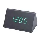 Digital Clock LED Wooden Alarm Clock Table Sound Control Electronic Clocks2644