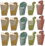 MERRYHAPY 24pcs Cartoon Dinosaur Popcorn Boxes Small Snack Containers for Parties Popcorn Supplies Grease Proof Paper Bags
