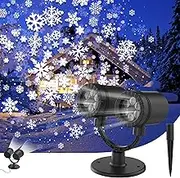 Christmas Laser Projector Lights Outdoor, Double Head Upgrade Rotating Snowflake LED Lighting Projector Waterproof Indoor Outdoor Snowflake Party Garden Lights Christmas Decorations