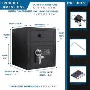 Barska Standard Keypad Depository Safe w/ Door Drop Slot & Back-up Keys, AX11932
