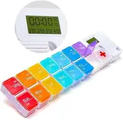 7 Day AM PM Pill Organizer with Reminder Alarm, Moisture-Proof Design and 14 Large Compartments to Hold Vitamins,Fish Oil,Supplements, Weekly Pill Box/Cases, Daily Medicine Dispenser (14 Compartments)