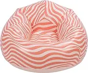 Inflatable Chair, Portable Lightweight Wave Strip Pattern Inflatable Beanbag Chair for Balcony (Pink)