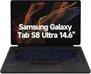 [Dexnor] for Samsung Galaxy Tab S8 Ultra Case with Keyboard 14.6 Inch Magnetic Detachable Book Cover Style Keyboard Multi-Touch Trackpad Backlit Wireless Keyboard Case with S Pen Holder - Black