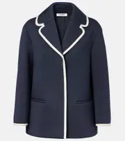 ['S Max Mara] 'S Max Mara Single-breasted jersey blazer UK 10 blue