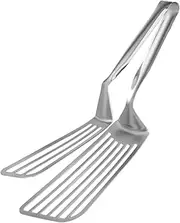 1Pc Stainless Steel Fish Tongs Multi Functional Food Clamp for Cooking Grilling Frying Kitchen Gadget for Home Use for Steak Fish Preparation Silver