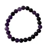 Amethyst Quartz Crystal Bead Bracelet - Stretch - Natural Stone