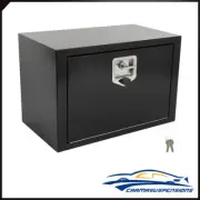 Black Storage Tool Box 24"x14"x16" 2x Chain + 1x Lock For Truck RV Garage Office