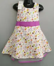 BNWT Girls Sz 4 Net Underlay Brown White Flowers Print Fully Lined Party Dress