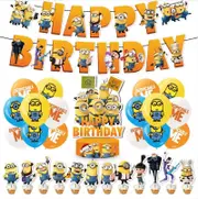 Minions Theme Birthday Party Decorating Set - Party Banner Laxtex Balloons Cake Cupcake Toppers