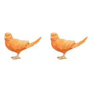 2x White Moose Resin/Metal Budgie Home/Office Living Room Tabletop Decor Mustard