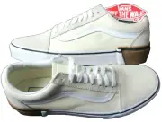 Vans Men's Old Skool Gum Block Classic White Canvas Suede shoes Size 7.5 NIB