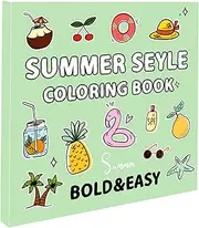 Summer Theme Coloring Book | Drawing Activity Book | Bold & Easy Coloring Book with Beach Scenery Tropical Fruits Patterns, 40 Sheets, Home School Activity Supplies