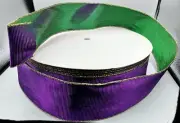 Green and Purple Reversible Wire Edge Ribbon Mardi Gras Iridescent 2.5"x100 Yds