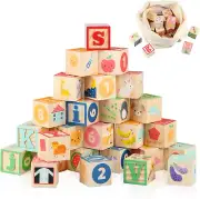 Joqutoys ABC Wooden Building Blocks for Toddlers 1-3 Large, 26 PCS