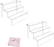 Combination of Life 3 Step Acrylic Riser Display Shelf for Amiibo Pops Figures Clear 30.5x21.6x22.2cm Set of 2