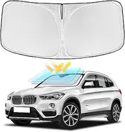 for BMW X1 F48 2016-2024 Windshield Sun Shade - 4 Layers Car Sunshades for Front Windows Shade Cover Custom Fit X1 F48 Sun Visor 240T Retractable Shade Blocks UV Rays Car Accessories