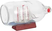Veemoon Drifting Wishing Bottle Sailboat in Glass Bottle Ocean Toys Nautical Wooden Sailboat Water Table Toys Glass Cork Bottles Dining Table Decor Sailing Crafts Cloth Household Ornaments
