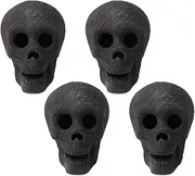 4pcs Halloween Imitated Human Fire Pit Skulls, Fireproof Fire Pit Skull Ceramic Props Reusable Horror Decor for Fire Pit for Party Bonfire Campfire Fireplace Firepit