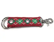 Douglas Paquette Valet Ribbon Key Chain - Christmas Argyle (New W/Tags)