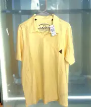 Buffalo David Bitton Men's Large No Button Polo Shirt Yellow Lightweight