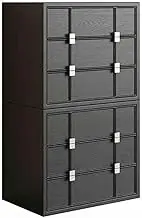 GUAWJRZDP Drawer Chest, Storage Cabinet, Cabinet Combination, Drawers Organizer Storage, Chest of Drawers, Storage Cabinet Bedside, Living Room Wood Cabinet, Easy Pull Handle(Black,2cabinet)