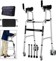 Walker, Lightweight Upright Walker, 7 Gears Adjustable Height 80-95Cm Foldable Stand Up Rollator Walker with Arm Rests and Carry Bag, for Elderly Seniors and Adults Little Surprise