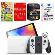 Nintendo Switch White OLED + New Super Mario Bros. U + NSO 1 Year Membership