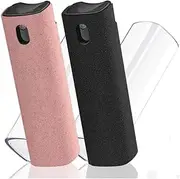 2 Pack Screen Cleaner Spray and Wipe Touchscreen Mist Phone Screen Cleaner for Laptop,Car,Computer,Tablet,Monitor,iPhone Screen Clean Tool (Black+Pink)